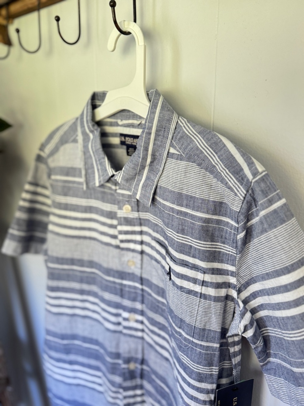 👕✨ U.S. Polo Assn Boys Stripe Button Shirt L 10-12 NWT - Picture 2 of 6